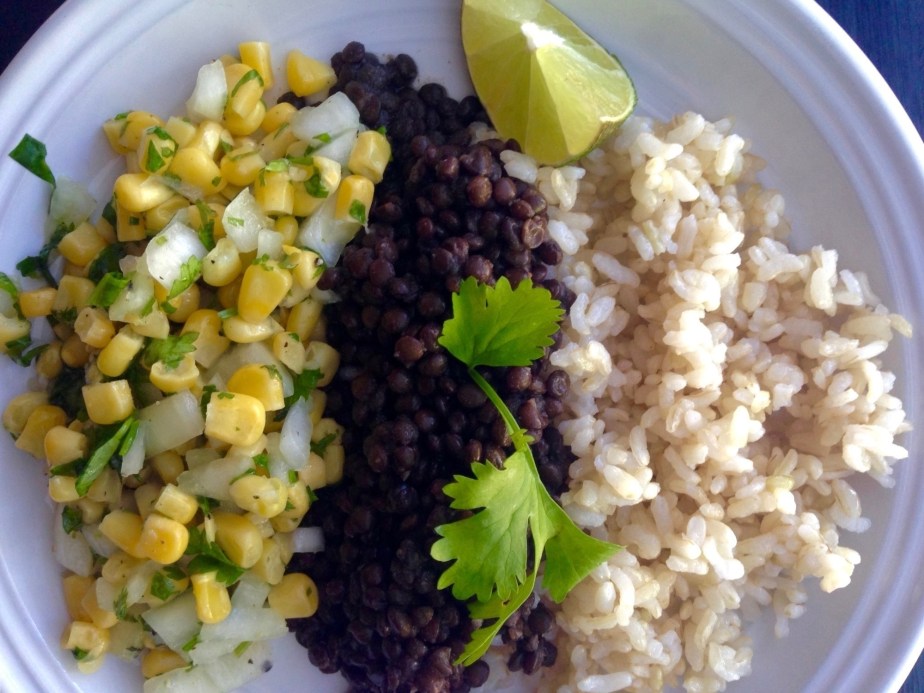 Deconstructed lentil burrito bowl&nbsp;(vegan)